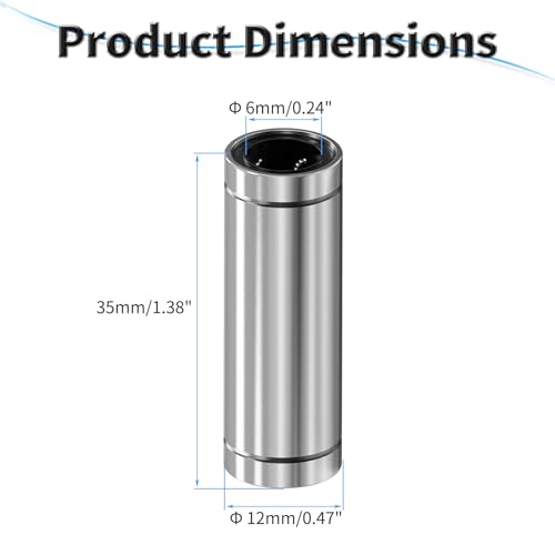 4 Pcs LM6LUU Linear Ball Bearings, 6x12x35mm Linear Bearing - size: LM6LUU