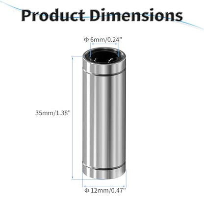 4 Pcs LM6LUU Linear Ball Bearings, 6x12x35mm Linear Bearing - size: LM6LUU