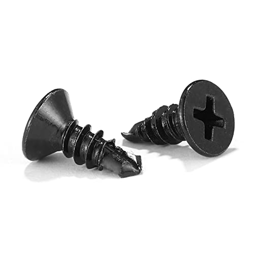 #10 x 1/2" Sheet Metal Screws 100Pcs 410 Stainless Steel Flat Head Fast Self Tapping Screws Black Oxide by SG TZH - size: #10 x 1/2"