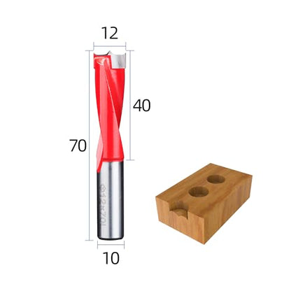 HUHAO 12mm Carbide Tipped Brad Point Boring Bit, Left Hand Dowel Drill Bits - size: 12mm Dia x 70mm Long x 10mm Shank L