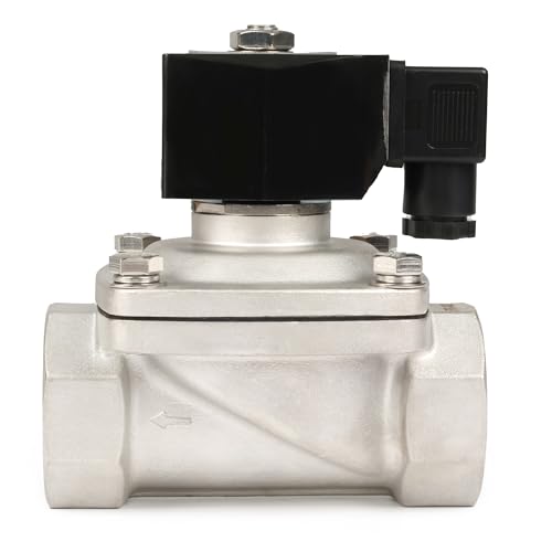 U.S. Solid 1-1/2" Stainless Steel Solenoid Valve - 12V DC, Normally Closed, 145 PSI Electric Valve for Water, Air, Diesel - size: 1-1/2 "