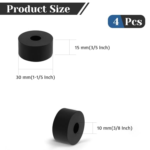 4 PCS Multi Purpose Rubber Spacer, 1-1/5" OD x 3/8" ID x 3/5" Thickness - size: 1-1/5" OD x 3/8" ID x 3/5" Thickness