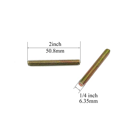 12pcs Color Zinc Fully All Threaded Rod Carbon Steel Long Thread Screw 1/4x2 for Furniture Garden Railing Mounting Assembly Fastening Steel Frame Connection Full Thread Rod for Furniture - size: Color-Zinc 1/4x2 Inch-12P