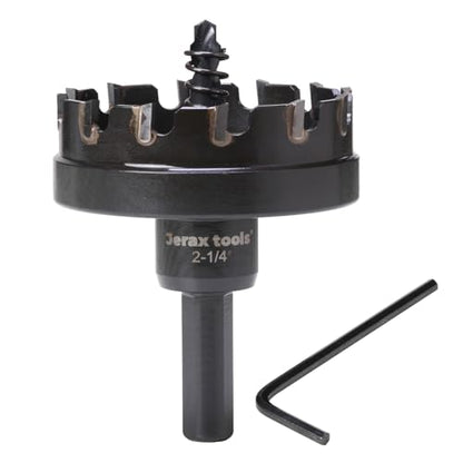 Tungsten Carbide Tipped Hole Cutter, 2-1/8 inch TCT Hole Saw, Oxided Coating with Tri-Flat Shank, 5mm Hole Depth Heavy Duty, for Stainless Steel, Mild Steel, Iron, Copper, Brass, Plastic - size: 57mm | 2-1/4", style: Single Pack