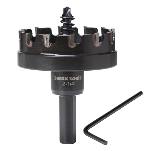 Tungsten Carbide Tipped Hole Cutter, 2-1/8 inch TCT Hole Saw, Oxided Coating with Tri-Flat Shank, 5mm Hole Depth Heavy Duty, for Stainless Steel, Mild Steel, Iron, Copper, Brass, Plastic - size: 57mm | 2-1/4", style: Single Pack