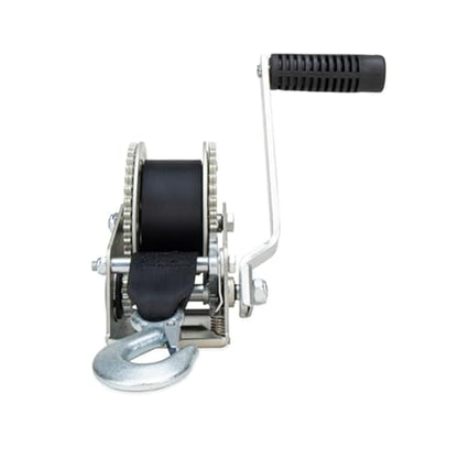 Camco 2000lb Boat Trailer Winch - Manual Hand Crank Boat Winch Features 20-Foot Strap & 2-Way Ratchet - 2,000lb Weight Capacity - Boat Trailer Accessories (50000) - size: 2,000 lb. Capacity