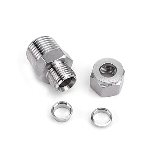 304 Stainless Steel Compression Fitting Adapter 6mm OD x 1/2" NPT Male 2pc - size: 6mm OD x 1/2" NPT