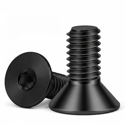 M6-1.0 x 16mm Flat Head Socket Cap Screws Countersunk Bolts, Alloy Steel Grade 10.9, DIN 7991, Black Oxide, 50 PCS - size: M6 x 16mm