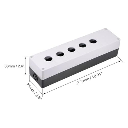 uxcell Push Button Switch Control Station Box 22mm/ 0.86 Inch Hold 5 Button Aperture Plastic Push Button Station (White,Black) 1set