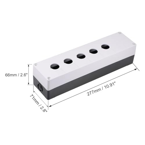 uxcell Push Button Switch Control Station Box 22mm/ 0.86 Inch Hold 5 Button Aperture Plastic Push Button Station (White,Black) 1set