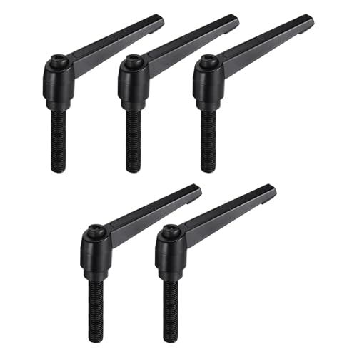 uxcell 5pcs Adjustable Clamping Lever Handle M12 x 60mm Metric Black Oxide Carbon Steel Male Threaded Stud Hand Knobs Ratchet Rotating Screw Handles Bolts with Locking Lever Black - size: M12 x 60mm