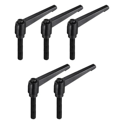 uxcell 5pcs Adjustable Clamping Lever Handle M12 x 60mm Metric Black Oxide Carbon Steel Male Threaded Stud Hand Knobs Ratchet Rotating Screw Handles Bolts with Locking Lever Black - size: M12 x 60mm