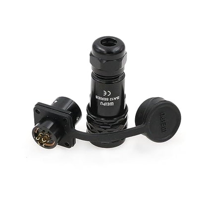 SZRMCC WEIPU SA12 4Pin Waterproof Connector 12mm Push Pull Solder Aviation Wire Connector Male Plug Female Socket for Automotive Industrial Electrical (4 Pin 5A) - size: 4 Pin 5A