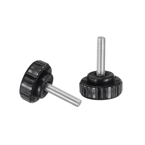 uxcell 2pcs Knurled Clamping Knobs M6 x 25mm Metric 304 Stainless Steel Male Thread Thumb Screw on Type 30mm Plastic Round Head Threaded Hand Bolt Stud Knobs Black - size: M6 x 25mm x 30mm