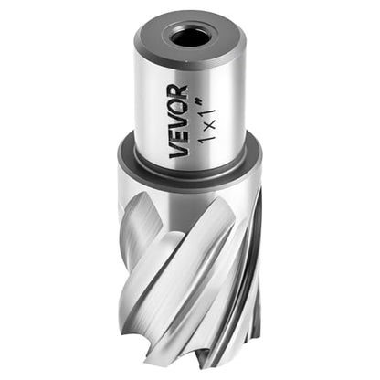 VEVOR Annular Cutter Set, 4 pcs Weldon Shank Mag Drill Bits Kit, 1" Cutting Depth, 1" Cutting Diameter, HSS, 2 Drill Bits with 2 Pilot Pins and Plastic Cases, for Magnetic Drills, Steel, Aluminum - size: 1" * 1"