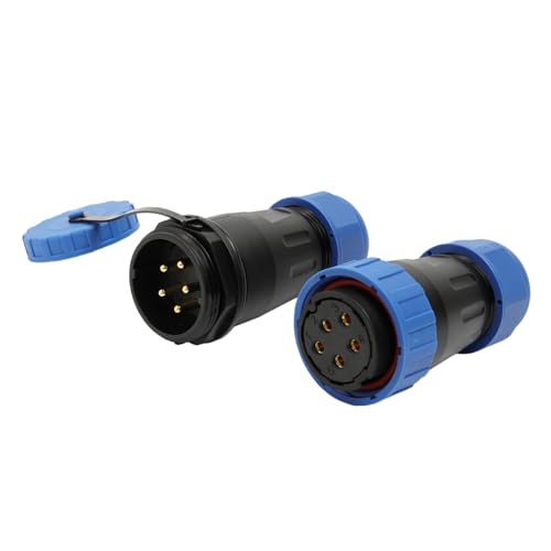 TY28 5 Pin 25A Connector, Female Male Cable Plug Socket, Screw-Connection, Easy Use for Aviation Waterproof Marine Boat Power Device - color: In-line Mount, size: 5 Pin 25A