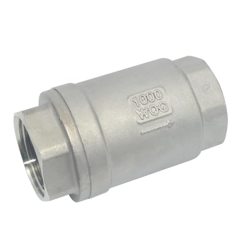 1" NPT Female WOG1000 Check Valve, Spring Loaded In-line Low Cracking Pressure, Stainless Steel SS316 CF8M (1 Inch)… - size: 1 Inch