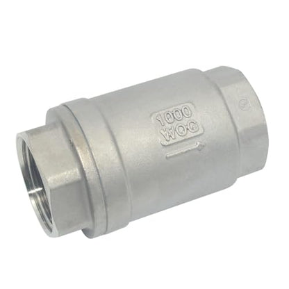 1" NPT Female WOG1000 Check Valve, Spring Loaded In-line Low Cracking Pressure, Stainless Steel SS316 CF8M (1 Inch)… - size: 1 Inch
