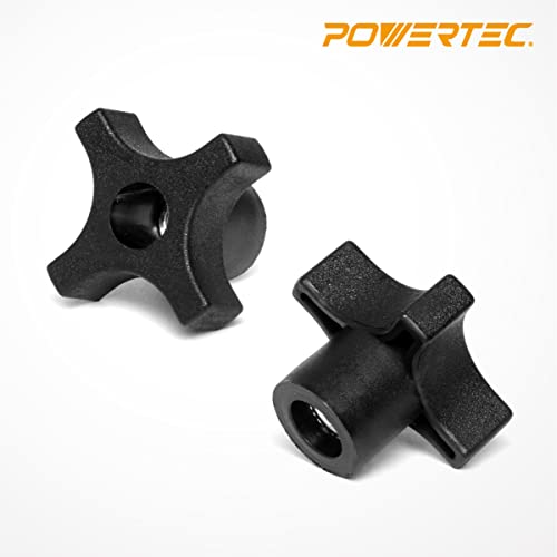 POWERTEC 5 Pack 5/16"-18 4 Point Knobs, Threaded Clamping Knobs for T Track & Table Saw Accessories, Featherboard, Woodworking Jigs on Miter Saw, Router Table, Drill Press (QNB3003) - style: 5/16", 4-Point