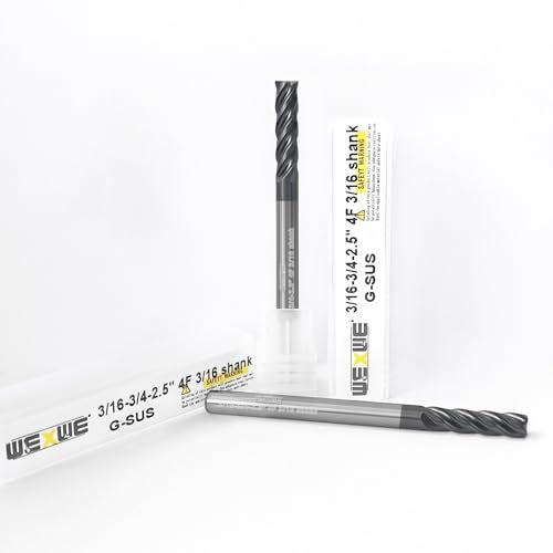 Tools Carbide End Mill, PVD AlTiN Coating for Stainless Steel Materials Cutting, 4 Flute 3/16 Shank (3/16-2.5" 2PCS) - size: 3/16"DIA - 1"FL - 2.5"OL 3/16Shank 2pcs
