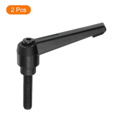 uxcell 2Pcs M8 x 32mm Adjustable Knobs Handle Male Thread Push Button Ratchet Quick Release Locking Rotating Bolt for Lathe Machinery, Black - size: M8 x 32mm