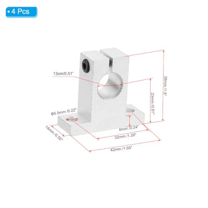 PATIKIL SK13 Aluminum Linear Motion Rod Rail Clamping Guide Support, 4 Pcs for 13mm Dia Shaft - size: SK13