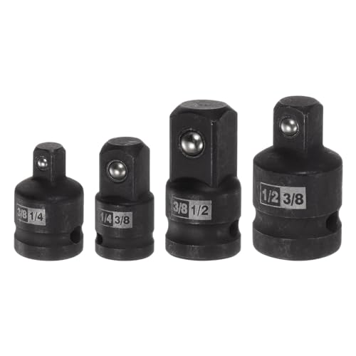 4pcs Impact Socket Adapter 1/4" 3/8" 1/2" Cr-V Steel Impact Adapter 3/8 to 1/4, 1/2 to 3/8, 1/4 to 3/8, 3/8 to 1/2 for Impact Driver Air Impact Wrenches Ratchets