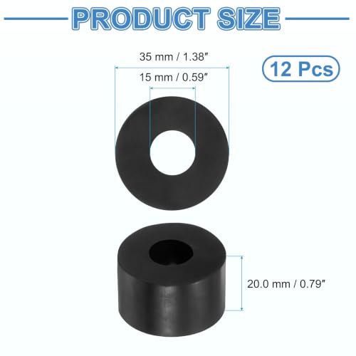 uxcell 12Pcs Rubber Vibration Isolation Washers 35mm OD x 15mm ID x 20mm T - size: 35mm OD x 15mm ID x 20mm Thick