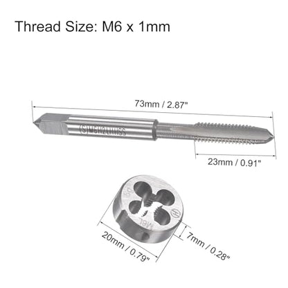 M6x1mm Metric Left Hand Tap and Die Set,Machine Thread Screw Tap with Round Threading Die,Tap & Die Kit for Nut Screw Bolt Thread Repair - size: M6x1mm