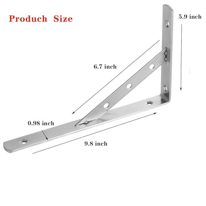 Solid Shelf Brackets 10 Inch ,4-Pack L Brackets Heavy Duty Shelf Brackets,90 Degree Triangle Shelf Bracket Stainless Steel Angle Bracket Max Load 440lbs.(Silver) - size: 10 Inch 4-Pack(Solid Brackets)