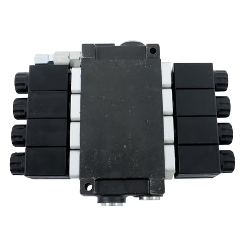 4 Spool Solenoid 12V DC Hydraulic Control Valve Double Acting 13GPM Hydraulic Solenoid Directional Valve 3600PSI Inlet port Outlet port SAE10 Working ports SAE8