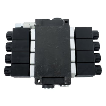 4 Spool Solenoid 12V DC Hydraulic Control Valve Double Acting 13GPM Hydraulic Solenoid Directional Valve 3600PSI Inlet port Outlet port SAE10 Working ports SAE8