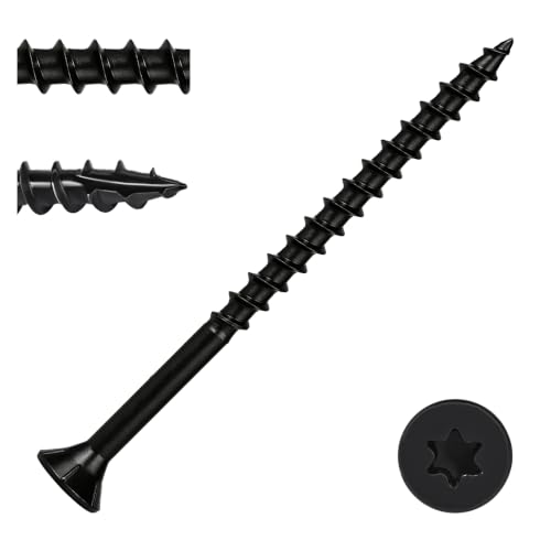 Deck Screws 3 Inch, Wood Screws #10 x 3, 80PCS Exterior Wood Screws, Torx Star Flat Head, Fence Construction Screws, Rust Resistant Epoxy Coated, T25 Bit Included, Black - color: Black, size: #10 x 3"