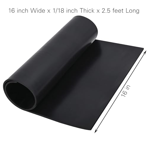 Neoprene Rubber Sheet - 1/8 Inch Thick x 16 Inch Wide x 2.5 Feet Long Neoprene Rubber Strips Rolls for DIY Gaskets, Pads, Seals, Crafts, Flooring, Cushioning of Anti-Vibration, Anti-Slip - size: W:16In x T: 1/8In x L: 2.5Ft
