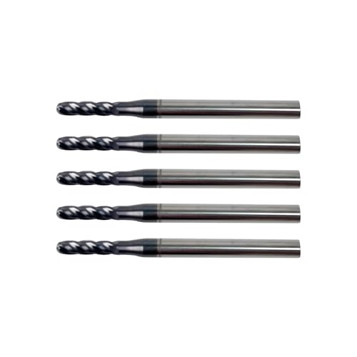 5Pcs 3/32" Carbide Ball Nose End Mills, ALTiN Coated, 4 Flute - size: 3/32 in