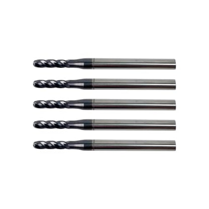 5Pcs 3/32" Carbide Ball Nose End Mills, ALTiN Coated, 4 Flute - size: 3/32 in