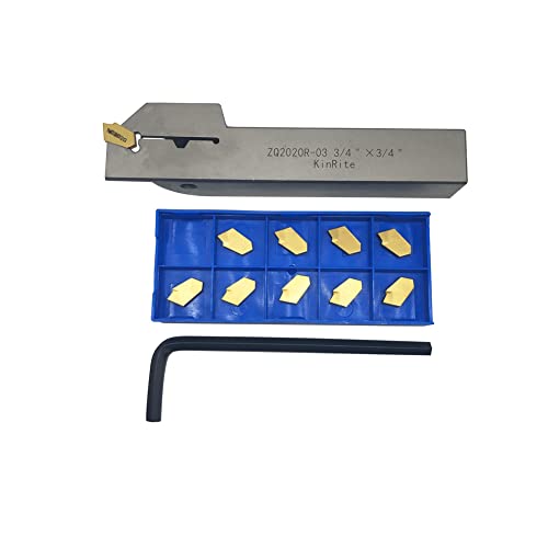 1/2" 3/8" 5/8" 3/4" Indexable Lathe Grooving Parting Holder with 10 Pieces GTN- SP200 SP300 Heavy Duty Nickel Plated ZQ Right -Hand Cut Off Tool Carbide Inserts… (3/4" ZQ2020R03 Holder + SP300) - color: 3/4" ZQ2020R03 Holder + SP300