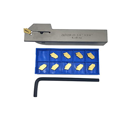 1/2" 3/8" 5/8" 3/4" Indexable Lathe Grooving Parting Holder with 10 Pieces GTN- SP200 SP300 Heavy Duty Nickel Plated ZQ Right -Hand Cut Off Tool Carbide Inserts… (3/4" ZQ2020R03 Holder + SP300) - color: 3/4" ZQ2020R03 Holder + SP300