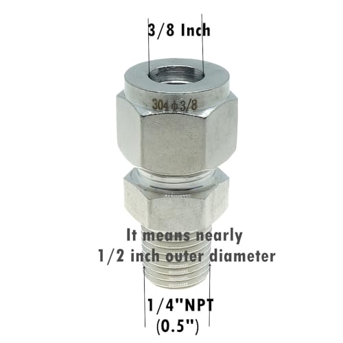 1 Piece 3/8" Tube OD x 1/4" NPT Male Compression Tube Fitting Double Ferrules Connector Adapter 304 Stainless Steel,1000 Psi - size: 3/8"OD x 1/4"NPT, style: 1 piece