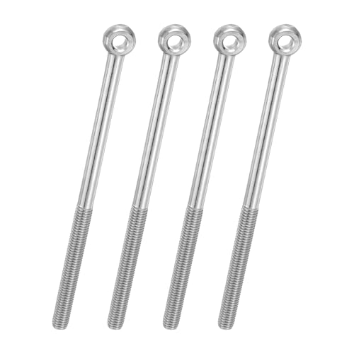 PATIKIL 4 Pcs M8x130mm Shoulder Swing Lifting Eye Bolt, 304 Stainless Steel Metric Half Tooth Thread Fisheye Eye Slip Hole Screw Rigging Bolt Metal Fasteners Screws, Silver Tone - size: M8x130mm