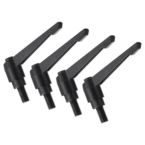 uxcell 4pcs Clamping Lever Handles, M10 x 20mm Black Oxide Carbon Steel Threaded Male Stud, Adjustable Handles Locking Quick Release Ratchet Push Button Bolt Knobs, Black - size: M10 x 20mm