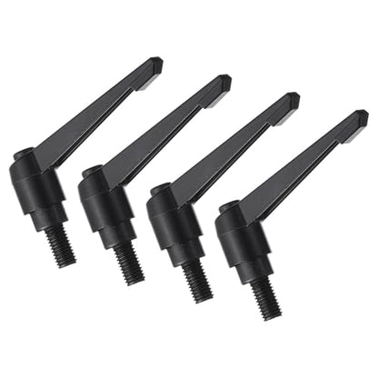 uxcell 4pcs Clamping Lever Handles, M10 x 20mm Black Oxide Carbon Steel Threaded Male Stud, Adjustable Handles Locking Quick Release Ratchet Push Button Bolt Knobs, Black - size: M10 x 20mm