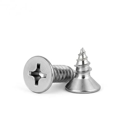#4 x 1/4" (M3x6mm) 304 Stainless Steel Flat Head Wood Screws, 100pcs - size: #4 x 1/4''-100pcs