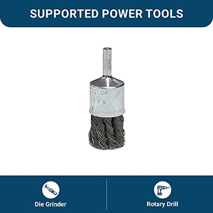 Benchmark Abrasives 1" Knot Wire Brush for Drill & Die Grinder, 1/4" Shank