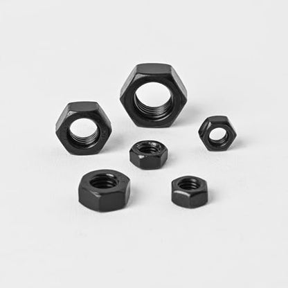#10-24 (80 Pack) Hex Head Nuts, Black Oxide 304 Stainless Steel 18-8 Hexagon Nuts, Hex Drive, Standard Inch Coarse Thread - size: #10-24