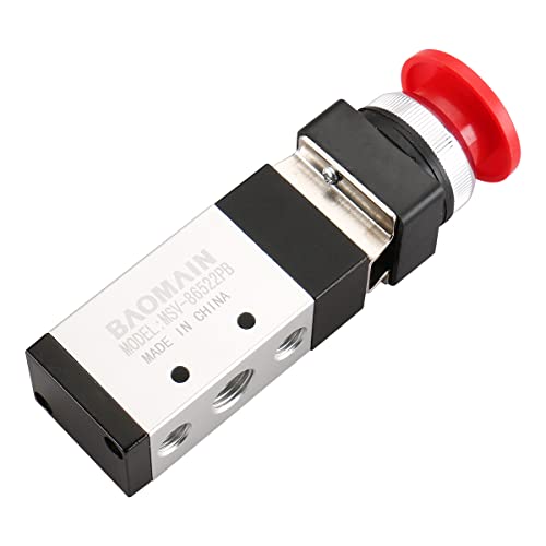 Baomain Pneumatic Mechanical Valve MSV-86522PB 1/4"PT 2 Position 5 Way Momentary Mushroom Button - size: Red Mushroom (5-Way)