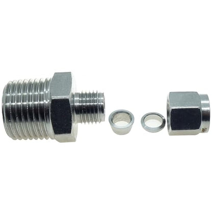 1 piece 1/4" Tube OD x 1/2" NPT Male Pipe Double Ferrule Compression Fitting Straight Adapter Connector 304 Stainless Steel,1000 Psi - size: 1/4"OD x 1/2"NPT, style: 1 piece