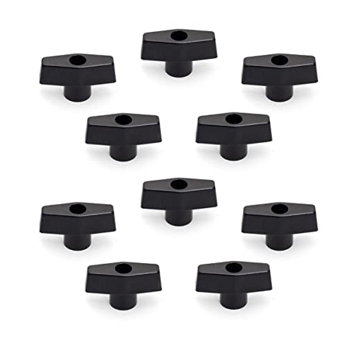 POWERTEC 10 Pack 1/4"-20 T Knobs, Threaded Clamping Knobs for T Track & Table Saw Accessories, Featherboard, Woodworking Jigs on Miter Saw, Router Table, Drill Press (QNB3001-P2) - style: 1/4", T-Knob