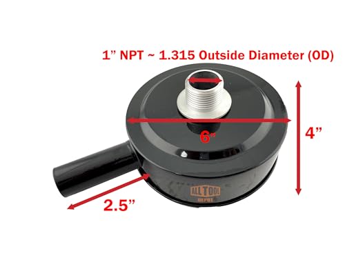 1" NPT Air Compressor Intake Filter Silencer Metal Housing and Element
