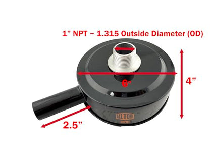 1" NPT Air Compressor Intake Filter Silencer Metal Housing and Element